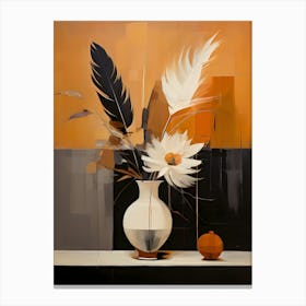 White Feathers In A Vase Canvas Print