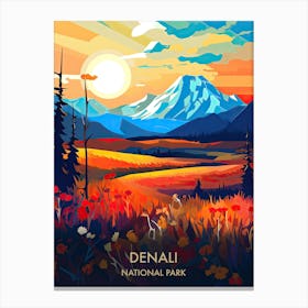 Denali National Park Travel Poster Illustration Style 2 Canvas Print