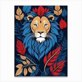 Lion Head With Leaves Canvas Print