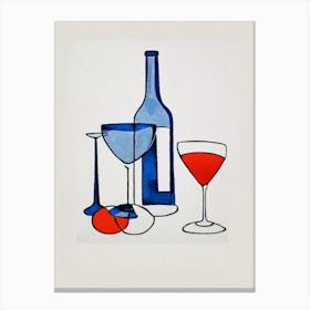 Blue Monday Picasso Line Drawing Cocktail Poster Canvas Print