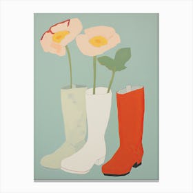Painting Of Cowboy Boots With Flowers, Pop Art Style 5 Canvas Print