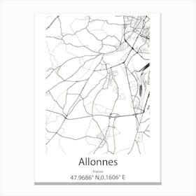 Allonnes,France Minimalist Map Canvas Print