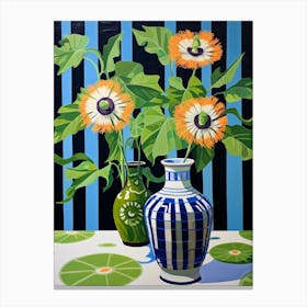 Flowers In A Vase Still Life Painting Passionflower 2 Canvas Print
