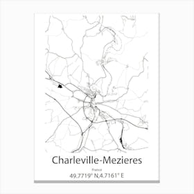 Charleville Mezieres,France Minimalist Map Canvas Print