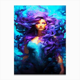 Serene Mermaid - Teal And Purple Sway Canvas Print