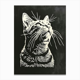 American Shorthair Linocut Blockprint 8 Canvas Print