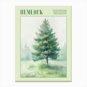 Hemlock Tree Atmospheric Watercolour Painting 2 Poster Canvas Print