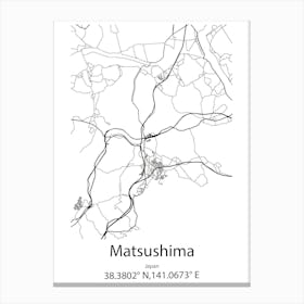 Matsushima,Japan Minimalist Map Canvas Print