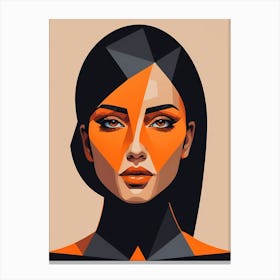 Woman Portrait Minimalism Geometric Pop Art (19) Canvas Print