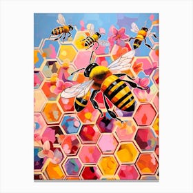 Honeycomb Bee Colour Pop 5 Canvas Print