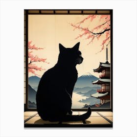 Japan Cat Art Canvas Print