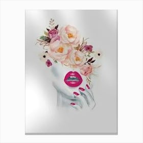 Roses On A Woman'S Face Canvas Print