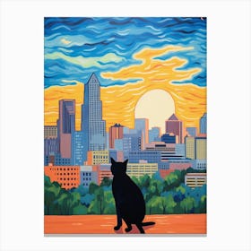 Dallas, United States Skyline With A Cat 2 Canvas Print