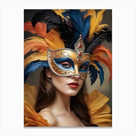 A Woman In A Carnival Mask (28) Canvas Print