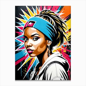 Graffiti Mural Of Beautiful Hip Hop Girl 4 Canvas Print