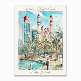 Poster Of Abu Dhabi, Dreamy Storybook Illustration 1 Canvas Print