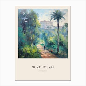 Montjuc Park Barcelona Vintage Cezanne Inspired Poster Canvas Print