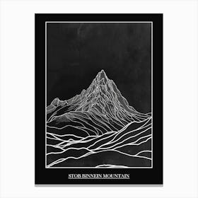 Stob Binnein Mountain Line Drawing 4 Poster Canvas Print