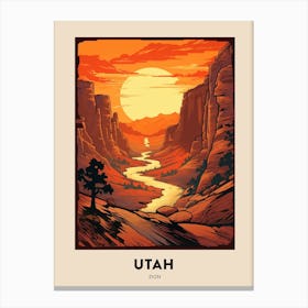 Zion Narrows Usa 1 Vintage Hiking Travel Poster Canvas Print