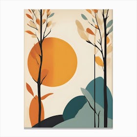 Autumn Trees Abstract Painting Canvas Print