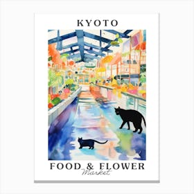 Food Market With Cats In Kyoto 3 Poster Canvas Print