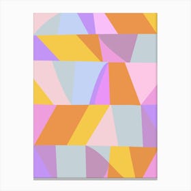 Cute Quirky Aesthetic Abstract Geometric Art in Lavender Purple Periwinkle Orange and Pink Canvas Print