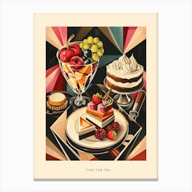 Time For Tea Art Deco Poster Canvas Print
