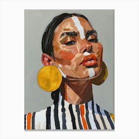 Woman With Gold Earrings 3 Canvas Print