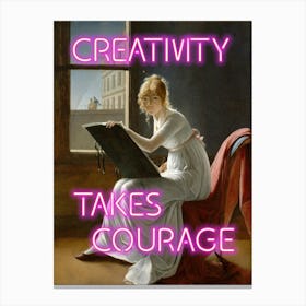 Creativity takes courage - Vintage altered art - trendy wall art Canvas Print