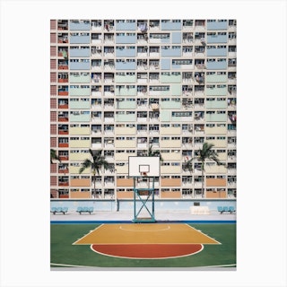 Colorful Basketball Court In Hong Kong Canvas Print