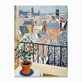 The Windowsill Of Nuremberg   Germany Snow Inspired By Matisse 3 Canvas Print