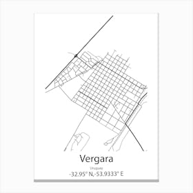 Vergara,Uruguay Minimalist Map Canvas Print