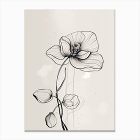 Line Art Orchids Flowers Illustration Neutral 4 Canvas Print