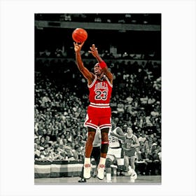 Michael Jordan Of The Chicago Bulls In Action During A Game Against The Milwaukee Bucks Canvas Print