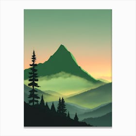 Misty Mountains Vertical Composition In Green Tone 37 Canvas Print