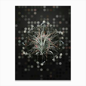 Vintage Pineapple Botanical Wreath on Dot Bokeh Pattern n.0688 Canvas Print