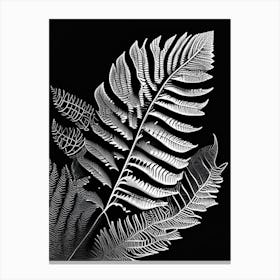 Maidenhair Fern Leaf Linocut 2 Canvas Print