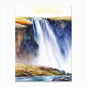 Hrafnabjargarfoss, Iceland Water Colour  (1) Canvas Print