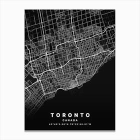 Toronto Ontario Canada Black Map Canvas Print