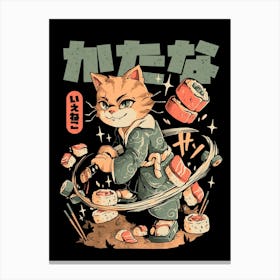 Sushi Slayer Cat - Cool Cat Samurai Oriental Gift Canvas Print