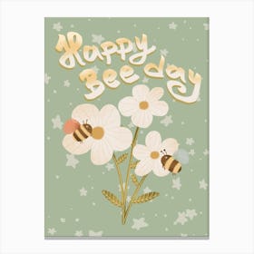 Save the bees happy bee day floral illustration Canvas Print