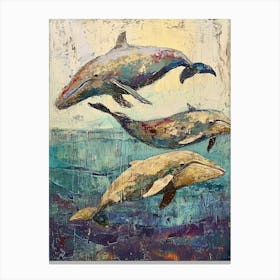 Whimsical Whales Brushstrokes 1 Canvas Print