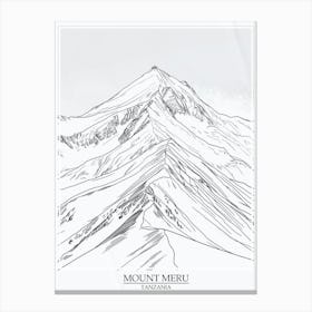 Mount Meru Tanzania Color Line Drawing 3 Poster Canvas Print