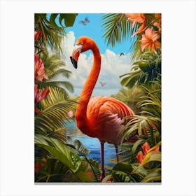 Greater Flamingo Everglades National Park Florida Tropical Illustration 1 Canvas Print