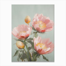Proteas Flowers Acrylic Painting In Pastel Colours 2 Canvas Print