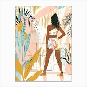 Tropical Girl In Shorts Canvas Print