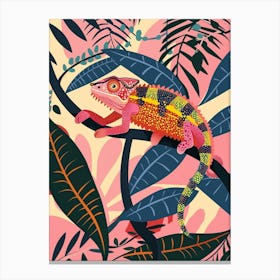 Chameleon In The Jungle Modern Abstract Illustration 4 Canvas Print