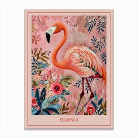 Floral Animal Painting Flamingo 1 Poster Canvas Print