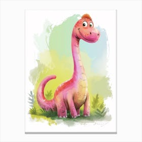 Cute Cartoon Amargasaurus Dinosaur 1 Canvas Print