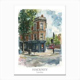 Hackney London Borough   Street Watercolour 3 Poster Canvas Print